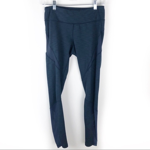 Zella by Nordstrom Navy athletic running leggings with mesh detail down leg - Picture 1 of 14